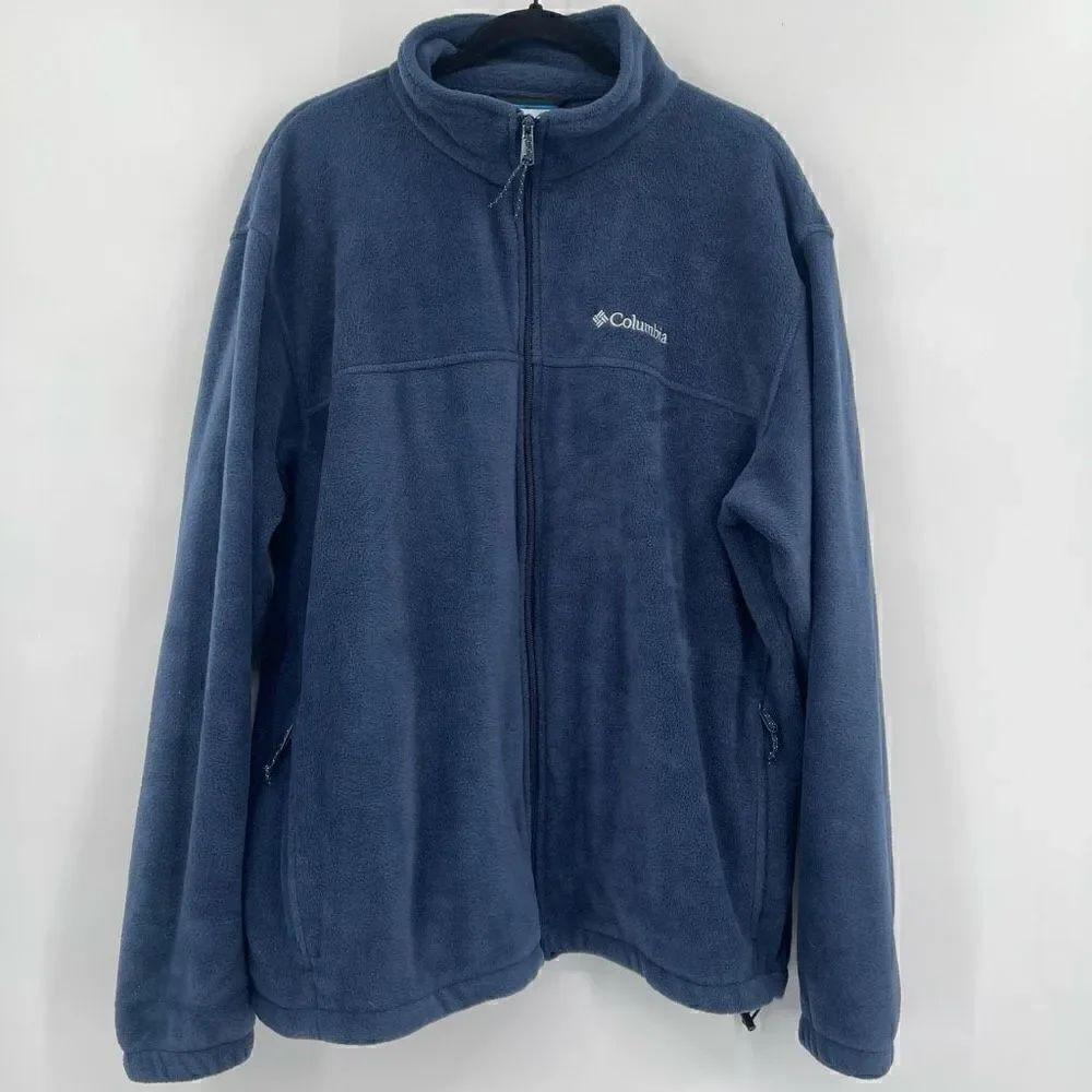 Columbia Blue Long Sleeve Embroidered Logo Fleece Jacket XXL
